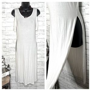 BONGO Vintage Y2K White High Double Slit Cold Shoulder Dress Size Medium